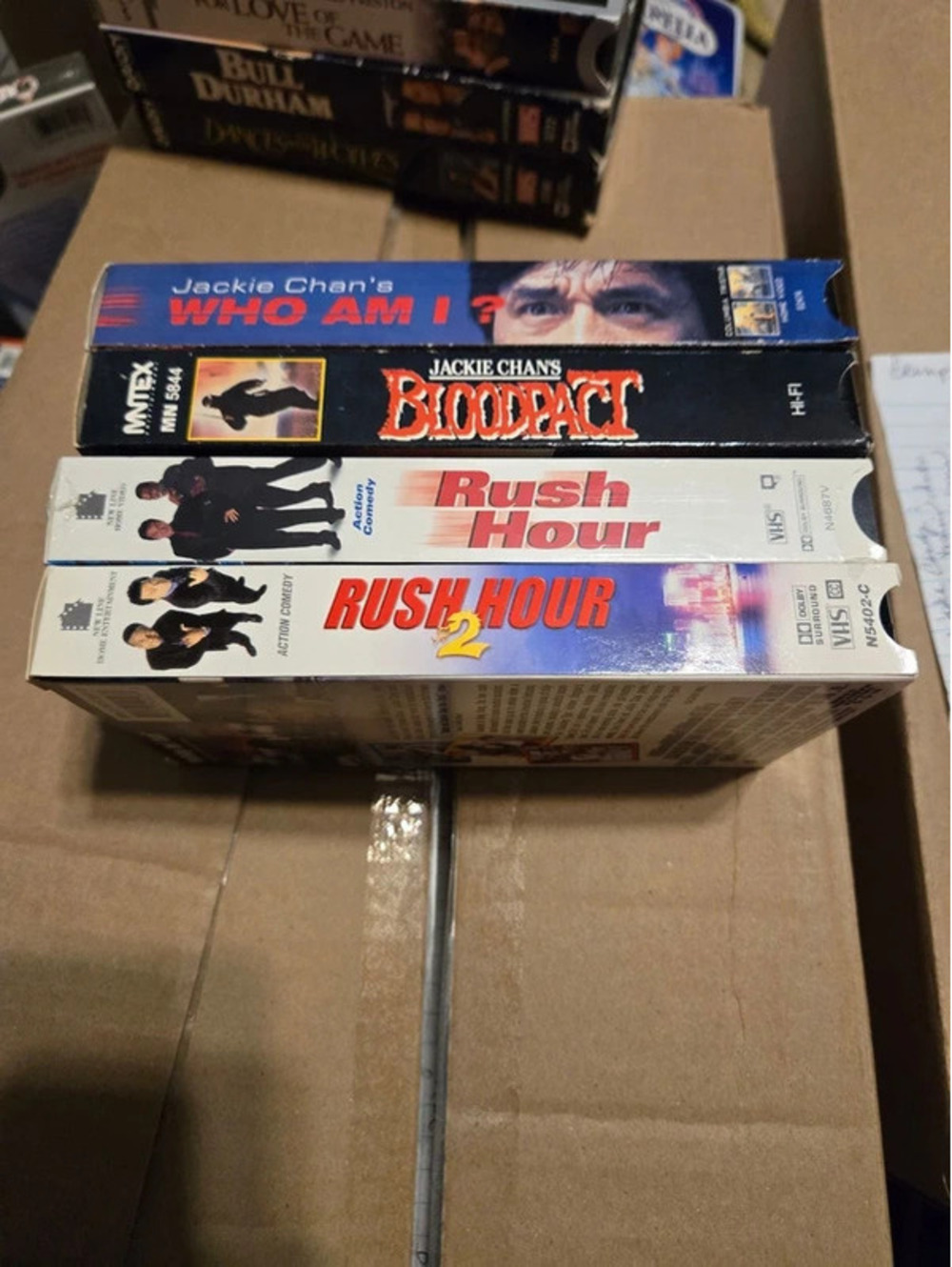 Jackie Chan 4-Movie VHS Lot: Who Am I? Bloodpact, Rush Hour, and Rush Hour 2